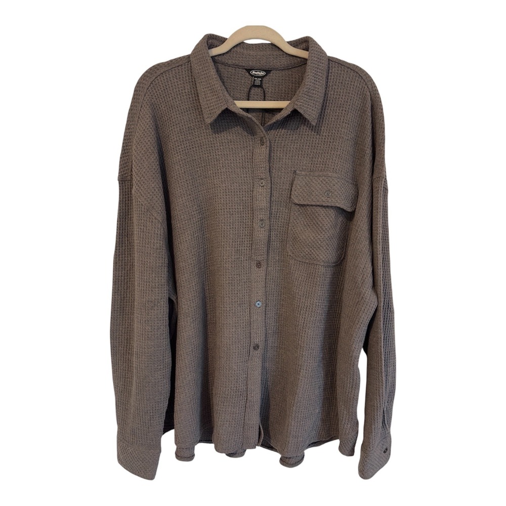 Buffalo Waffle Button‎ Up Shirt Heather Rock Gray XXL New NWT Layering, Shacket